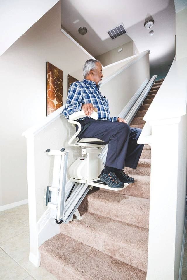 Bright modern staircase in a UAE home suited to a straight stairlift